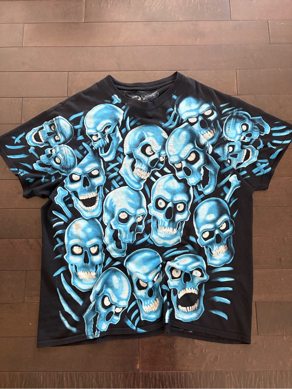 Liquid Blue Skull pile  Graphic Tee